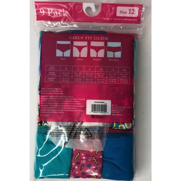 NEW Girls Faded Glory 9 Pack Hipster Underwear Girl Power Boom Pow 12 - Picture 6 of 7